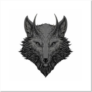 Head of wolf in dark grey Posters and Art